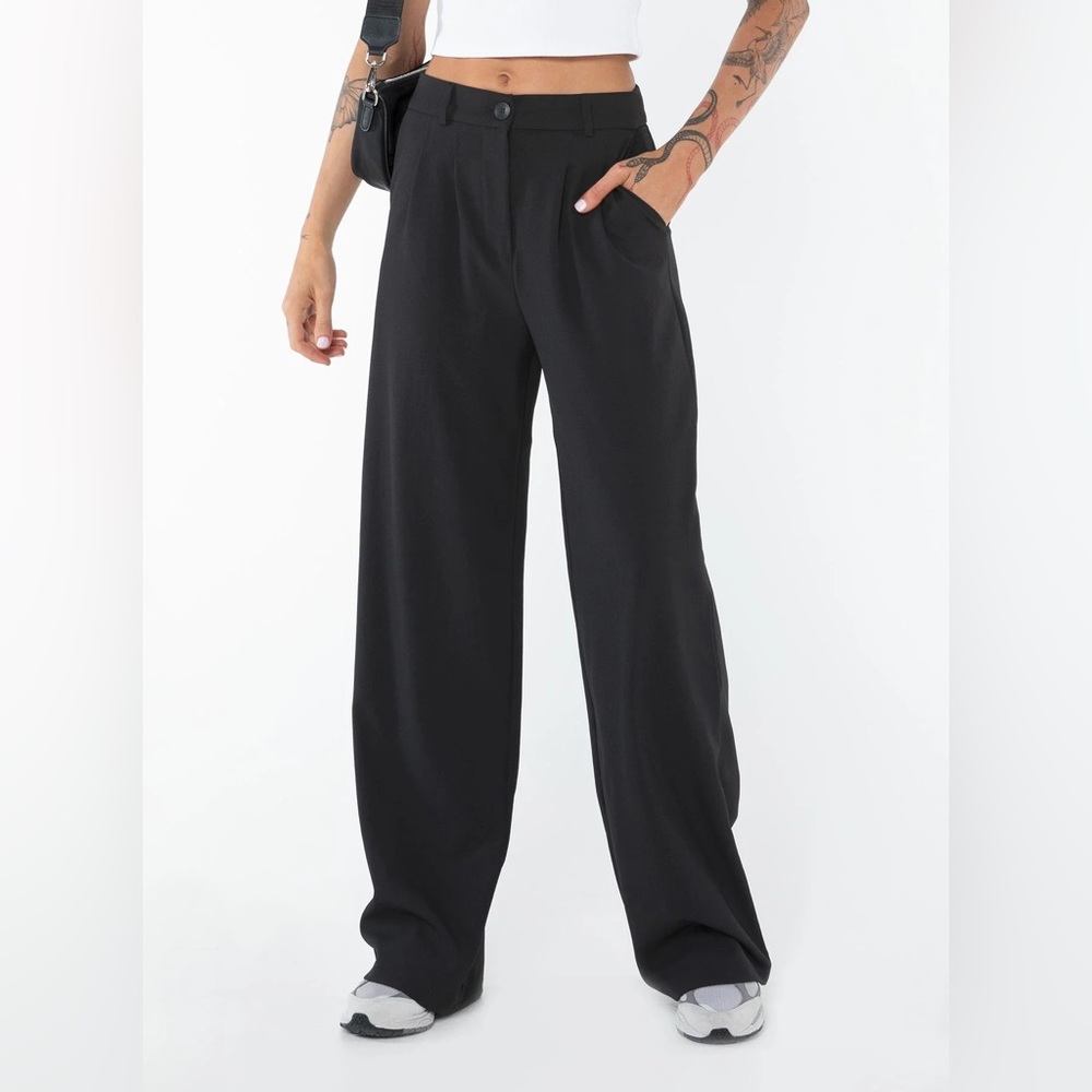 Princess Polly Black Wide-Leg Trousers